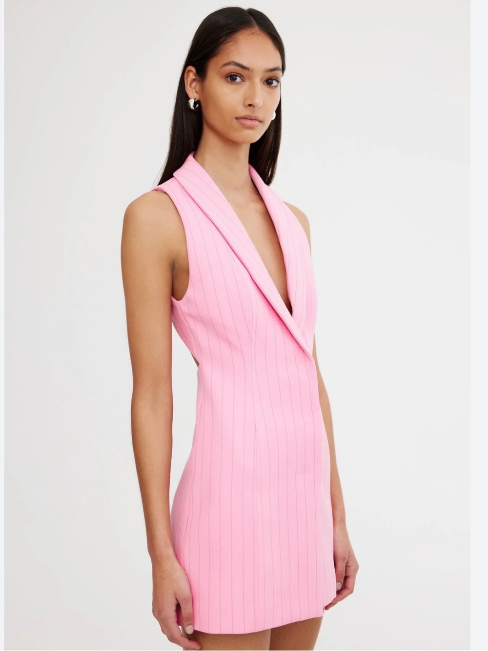Significant Other Pink Sleeveless V-Neck Backless Mini Dress, Size Small, EUC